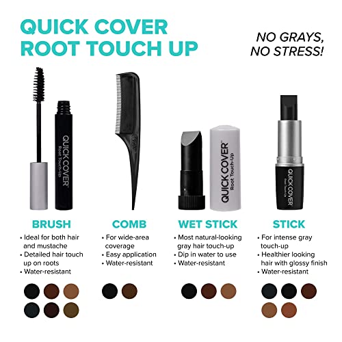 RED by KISS Quick Cover Root Touch Up Rescue (Black 2 Pack), Mascara Natural Water-Resistant Temporary Gray Concealer Cove...