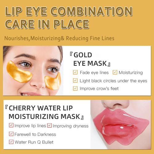 30 Pairs Lip Mask and Under Eye Patches, Crystal Collagen Eye Mask for Puffy Eyes, Effectively Nourishes Eye Masks Skincar...