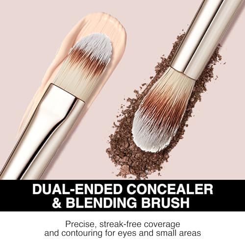 KISS NEW YORK Professional Dual Ended Concealer & Blending Brush, Flat Concealer Brush for Imperfection & Even Coverage, S...