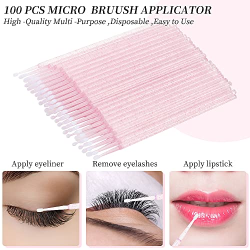 200Pcs Eyelash Extension Supplies Kit,Disposable Lash Spoolies Brushes Micro Swab Brushes Mascara Wand Lip Brushes for Eye...