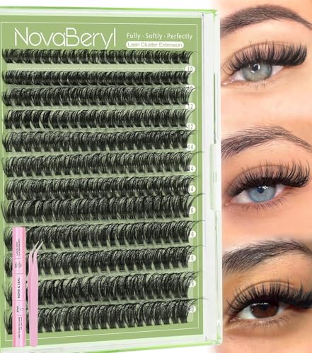Fluffy Lash Clusters Kit 60D Eyelash Clusters 3D Lash Clusters Wispy D Curly Eyelash Extensions Kit Volume Eyelash Cluster...