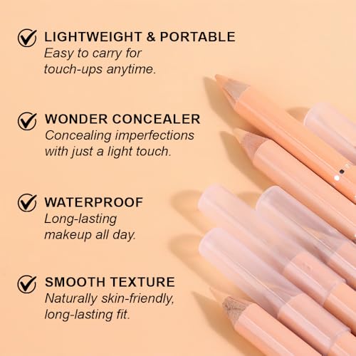 Multi-Use Concealer Sticks Contour Pencils, Light Medium Natural Beige Cream Eyeliner Pen, Matte Finish for Under Eye, Dar...