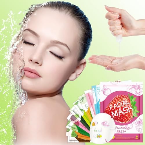 GUOYAOLIFU 10 Sheets Face Masks Skincare, Hydrating Face Masks Suitable for Sensitive Skin, Bulk Facial Mask for Women Ski...