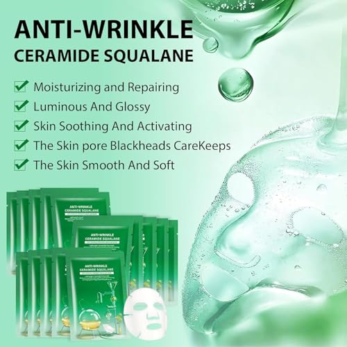 Anti-Wrinkle Face Masks, Moisturizing Spa Face Masks Skincare Hydrating Face Sheet Masks, Hyaluronic Acid, Daily Sheet Mas...