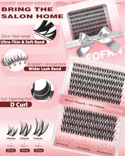 Lash Clusters Wispy Eyelash Clusters 10-14mm Individual Lashes Natural Wet Cluster Eyelash Extensions C Curl Lashes Cluste...