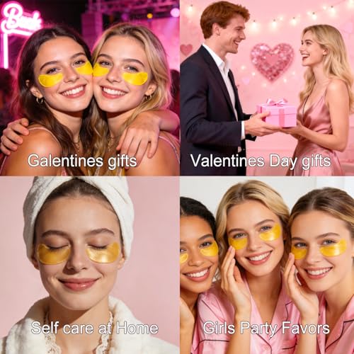 Miniling 30 Pairs 24K Gold Eye Masks & Lip Masks, Under Eye Patches for Puffy Eyes, Lip Mask Skincare, Galentines Day Gift...