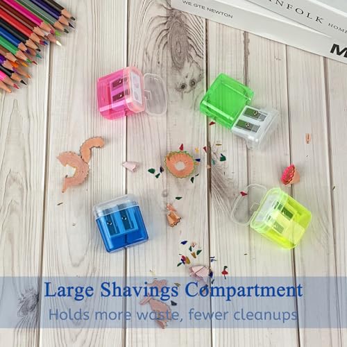 ZUFECY 6 Pack Dual Hole Pencil Sharpener with Debris Chamber, Child-Safe Manual Sharpener for School Office Home Art Suppl...