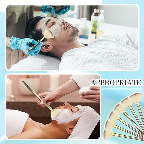Ziliny 12 Pcs Soft Facial Fan Brush Blush Makeup Brush Face Mask Acid Applicator Multi Use Cosmetic Tools for Peel Mask Ma...