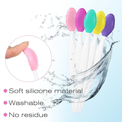 10 Pcs Silicone Lip Scrub Brush, Double Sided Lip Exfoliating Brushes Nose Clean Blackhead Removal Pore Scrubber Face Clea...