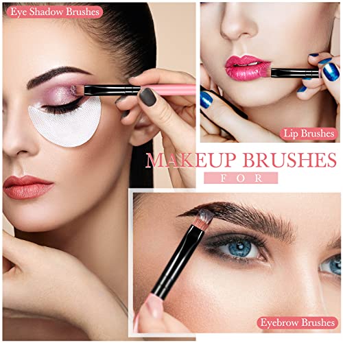 Patelai 48 Pcs Flat Makeup Brushes Flat Lip Concealer Brushes Small Portable Eyebrow Brush Concealer Synthetic Lip Brush B...