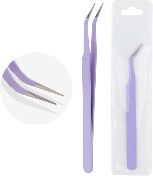 WENDY Lash Tweezers for Eyelash Extensions, Precision Fiber Stainless Steel Lash Applicator Tool for False Eyelashes, Prec...