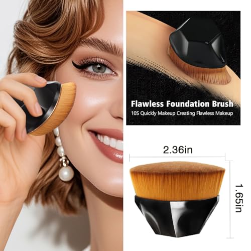 Flat Top Foundation Brush, Hexagon Kabuki Brush Face Blush Liquid Premium Makeup Powder Foundation Brush for Liquid,Cream ...