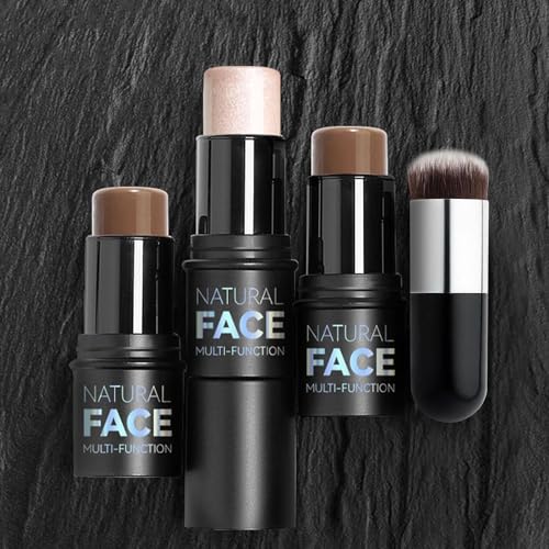 HOSAILY 2 Pcs Cream Contour Highlighter Stick for Face Cheeks, Face Brightens Trimming Cream Bronzer Stick, Waterproof Lon...