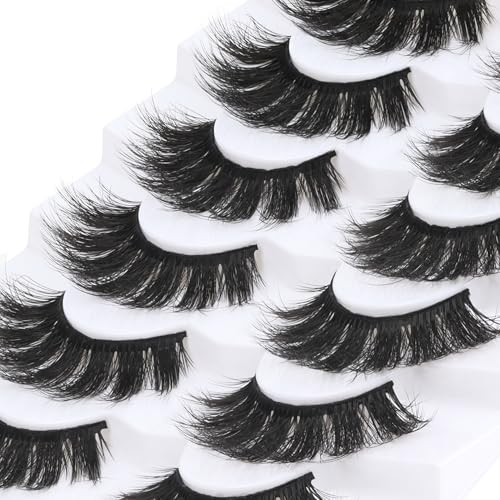 Losha False Lashes Super Fluffy Faux Mink Eyelashes Dramatic Long and Full Fake Eyelashes 7 Pairs Pack Volume Lashes
