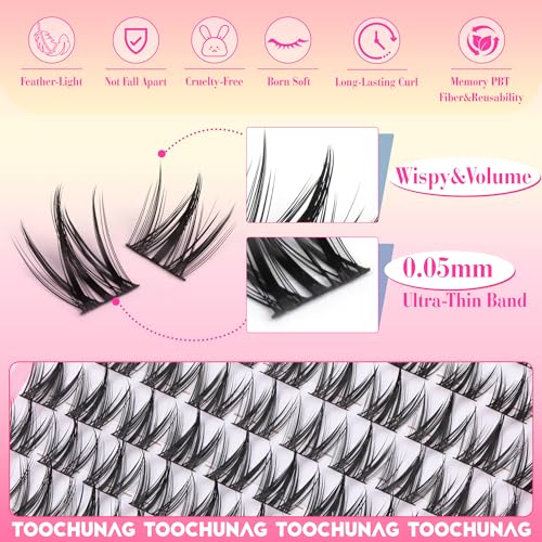 Manga Lash Clusters Kit 8-14mm Natural Eyelash Clusters DIY Lash Extension Kit Anime Lashes Clusters Thin Band Individual ...