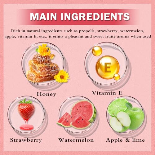 IONSGAKO 3PCS Bee Lip Balm Honey Pot, Honey Strawberry Watermelon Lip Mask Sleeping Honey Lip Mask Overnight Hydrating Pro...