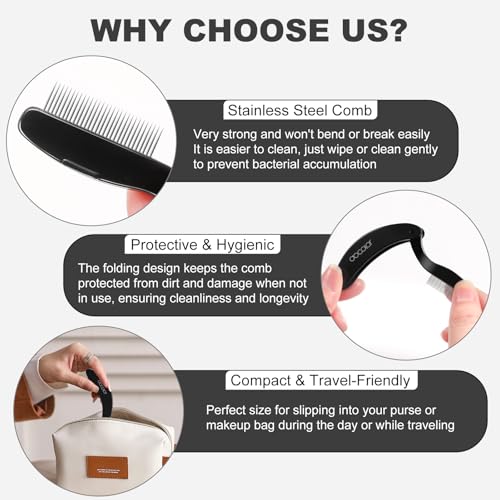 Docolor Foldable Eyelash Comb Separator Folding Lash Comb Eyebrow Mascara Applicator Eyelash Definer Arc Designed Cosmetic...