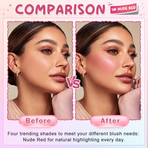 UAOE 2PCS Jelly Blush Stick for Cheeks,Multi-use Cooling Water Jelly Lip Stain Cheek Stain,Moisturizing,Cruelty-Free,Light...