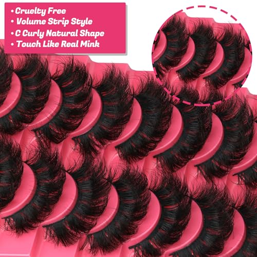 Eyelashes Mink Lashes Dramatic Full Volume False Eyelashes 6D Faux Mink Eye Lash 18mm Long Lashes Pack 8 Pairs by Winifred