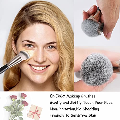 ENERGY Makeup Brushes Premium Synthetic Foundation Powder Concealers Eye Shadows Mascara Eyeliner Brow Fan Blush Makeup Br...