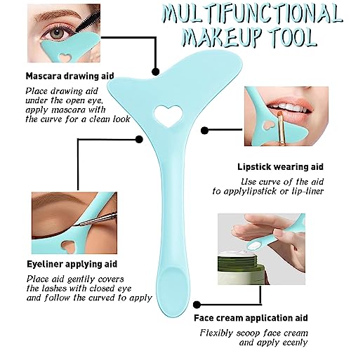 4Pcs Reusable Silicone Eyeliner Stencils - Mascara Shield Guard, Eyelash Lipstick Eyeshadow Applicators Aid Tool - Multifu...