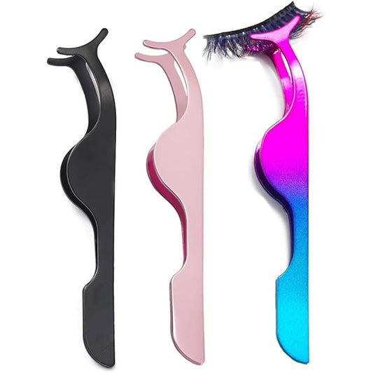 False Eyelash Tweezers for Lash Clusters 3PCS Professional Eyelashes Applicator Tool Stainless Steel Remover Clip Eyelashe...