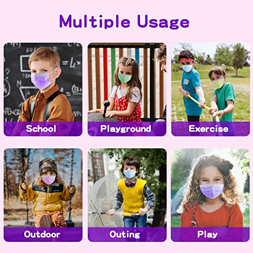 Rasav Kids Disposable Face Masks 100Pcs,3 Ply Kids Masks Disposable Breathable Colorful Cute Face masks for Children, Girl...