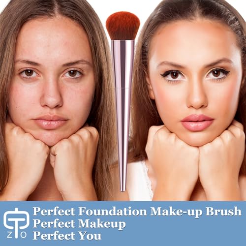 2Pcs Foundation Brush, Premium Angled Makeup Brush Blending for Liquid, Cream, Powder. Dual-Use Silicone Mask Brush, Upgra...