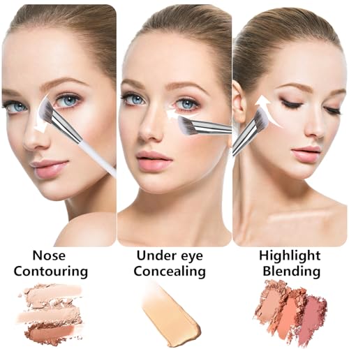 4 Pcs Under Eye Concealer Brushes, Soft Precision Nose Contour Brush Angled Concealer Makeup Brush