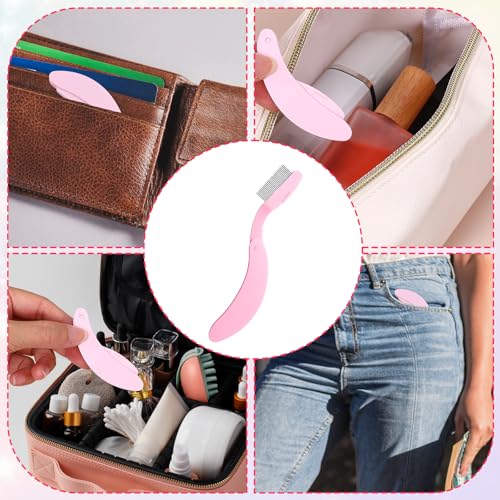 MBAIYO 6 Packs Foldable Eyelash Comb Separator, Folding Lash Comb Eyebrow Mascara Applicator Stainless Steel Teeth Lash & ...