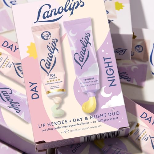 Lanolips 101 Lanolin Lip Balm & Overnight Lip Mask Duo - Heroes Kit for Complete Day to Night Care - Deeply Hydrating Mois...