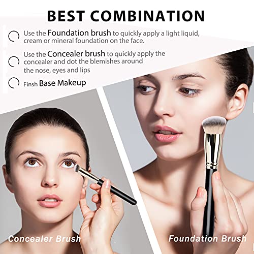 Makeup Brushes DPOLLA Pro Foundation Brush and Flawless Concealer Brush Perfect for Any Look Premium Luxe Hair Contour Bru...