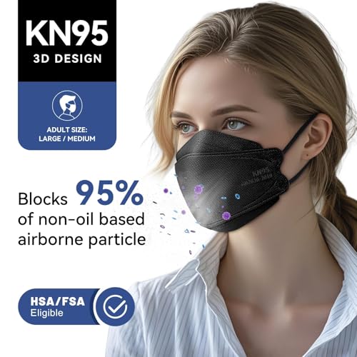 KN95 Face Mask Disposable Adults - 100 Pack 5 Layer Protection Adjustable KN95 Mask Breathable Comfortable Respirator Wome...