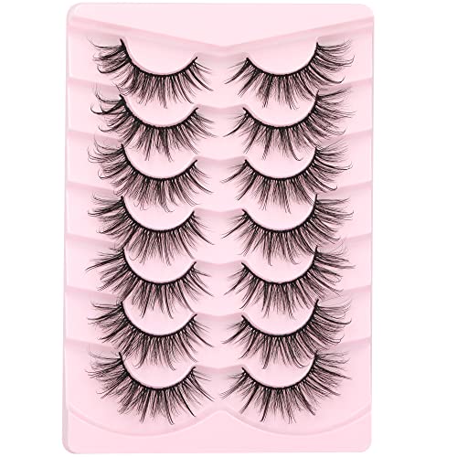 Geeneiya Lashes Wispy Mink Natural Eyelashes Spikes Lash Extensions Look Fluffy False Eyelashes 18mm Long Strip Lashes Cat...