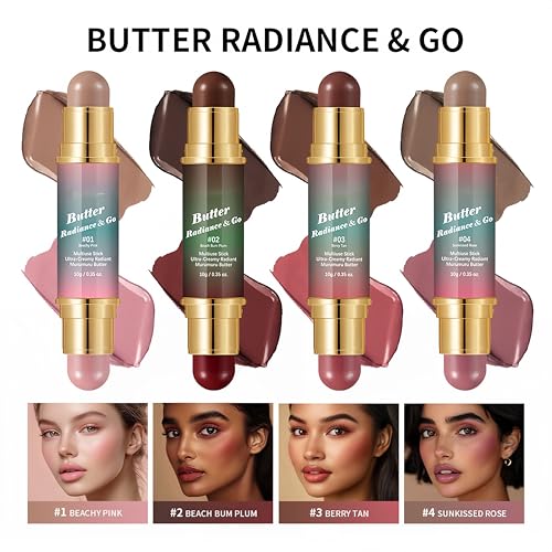 Melemando 4 Color Dual-Ended Contour Stick Concealer Stick, Multifunctional Contouring Makeup Kit for Face Highlighter Mak...