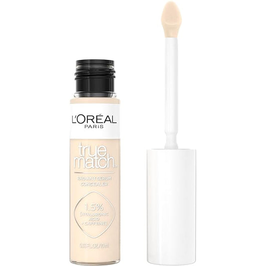 L'Oreal Paris True Match Radiant Serum Concealer, Brightening Under Eye Concealer Make Up with 1.5% Hyaluronic Acid and Ca...