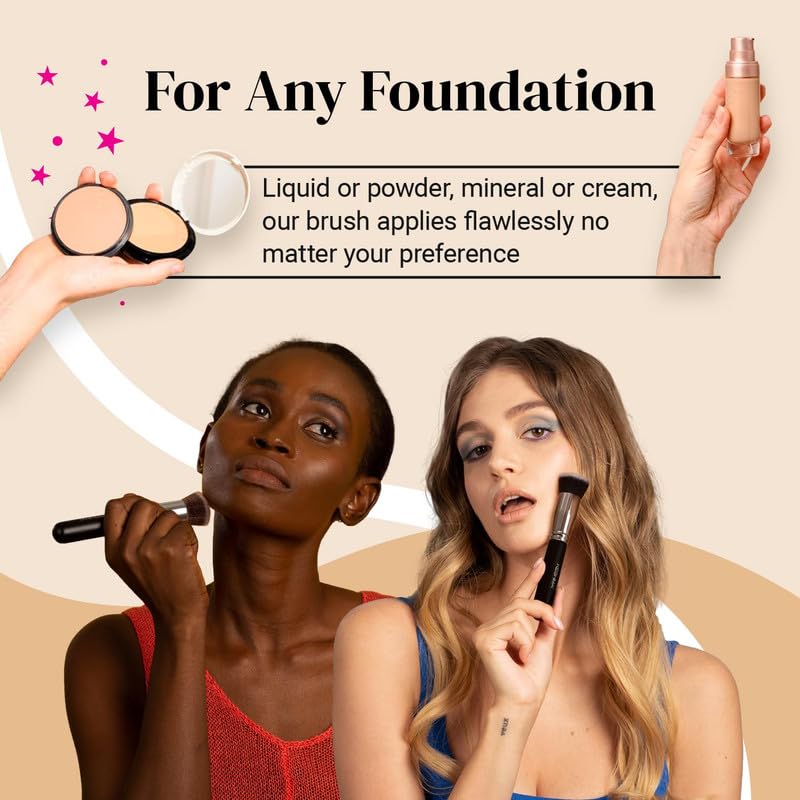 Flat Top Foundation Brush, Premium Makeup Brush, Comfortable Foundation Brush Perfect For Foundation,Cream,Buffing, Blendi...