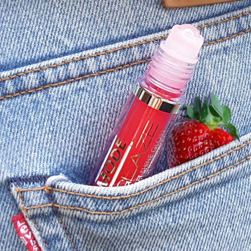 MODE Lip Glaze STRAWBERRY Flavored Lip Gloss, Roll On Sweet Delicious Flavor, Hydrating Moisturizing Natural Skincare Frui...