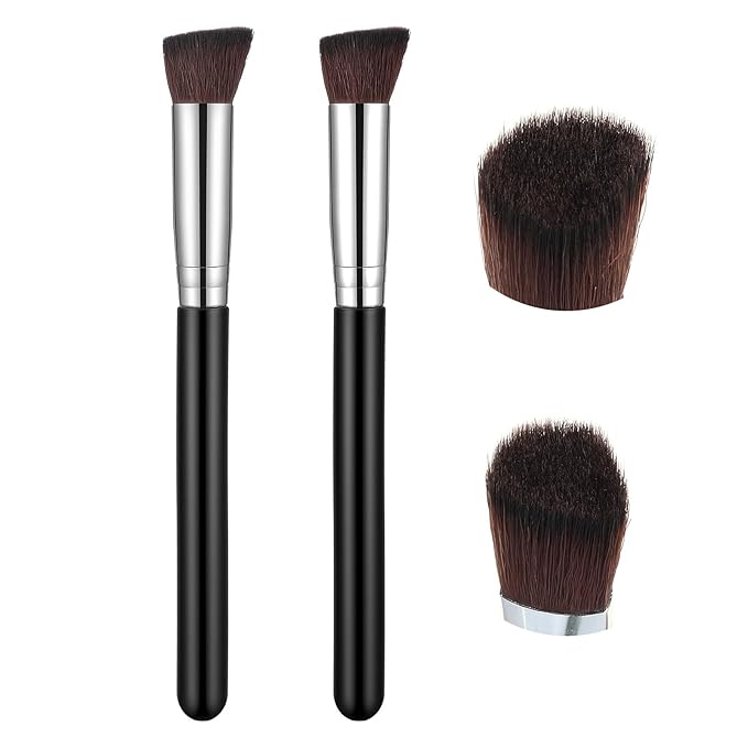 2 Pcs Concealer Brush Angled Eyebrow Brush Beauty Brushes Under Eye Triangle Small Nose Contour Foundation Makeup Angled U...