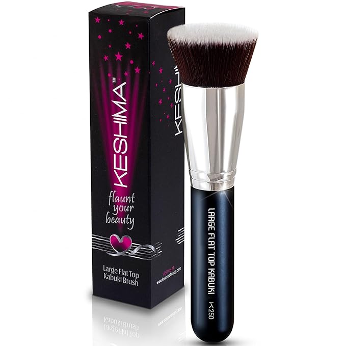 Large Flat Top Kabuki Foundation Brush by Keshima - Premium Makeup Brush for Liquid, Cream, and Powder - Buffing, Blendin...
