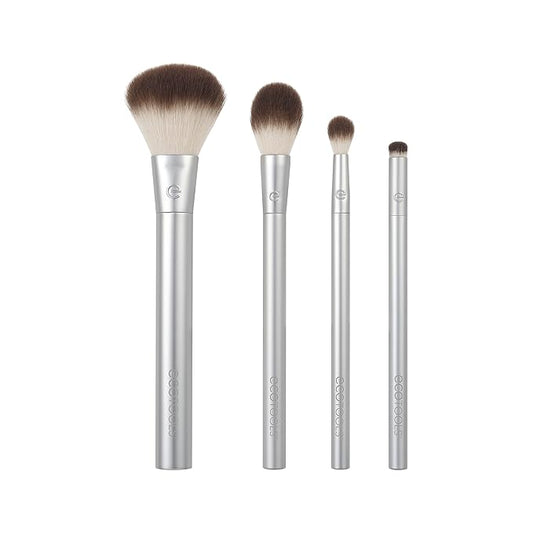 EcoTools Precious Metals Cheek & Eye Highlight Makeup Brush Kit, for Eyeshadow, Blush, & Powder Products, Eco Friendly, Cr...