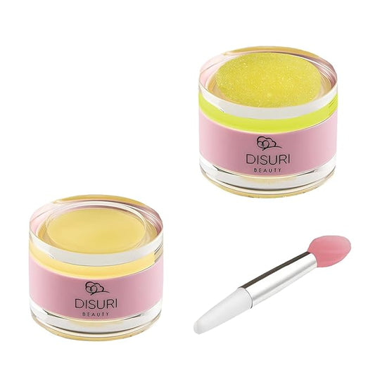 DISURI Beauty Lip Mask and Lip Scrub Set - Moisturizing Lip Scrub for Exfoliating and Smoothing Lips, Cruelty-free - Impro...