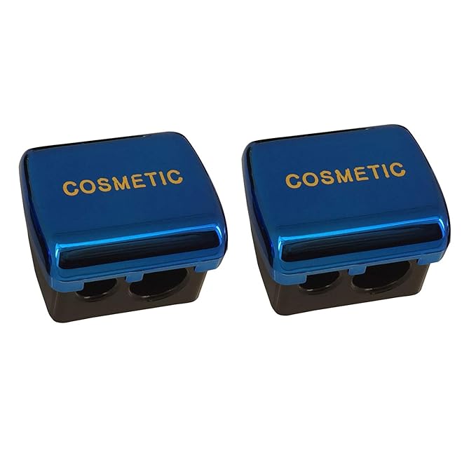 JOSALINAS Dual Makeup Sharpener (2 Pack) for Cosmetic Eyebrow Eyeliner Pencil Blue