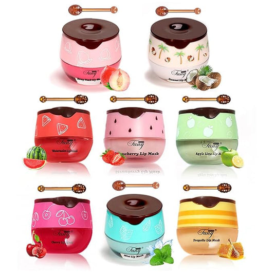 FYEBOO Fruit Lip Mask Set with Honey & Vitamin E, Moisturizing Overnight Treatment, Effective Reduces Lip Lines Prevention...