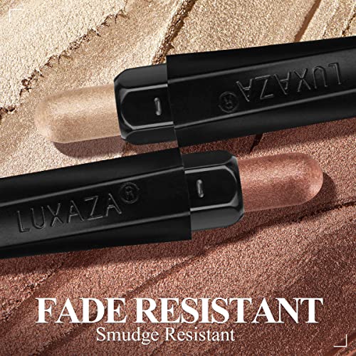 LUXAZA 3PCS Eyeshadow Stick,Champagne Metallic And Shimmer Eye shadow Pencil Crayon Brightener Makeup with Crease-proof Fo...
