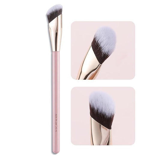 MOGILAN Concealer Brush with Travel Cover – Angled Under Eye Makeup Small Foundation Precision Face Blending Brush for Col...