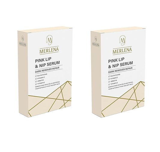 (Pack of 2) Merlena Pink Lip & Nip Serum - Organic Hydrating Serum for Pink Lips and Nipples, Collagen-Boosted Formula for...