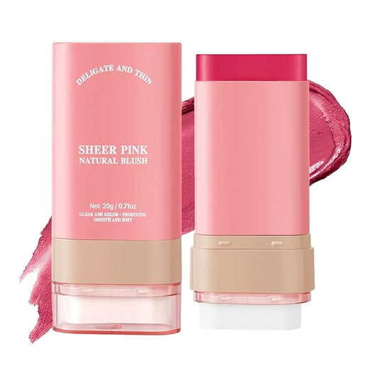 3-in-1 Cream Blush Stick for Eyes Lips Cheeks, Waterproof Long-Lasting Tinted Solid Moisturizer, Lightweight Matte-Dewy Fi...