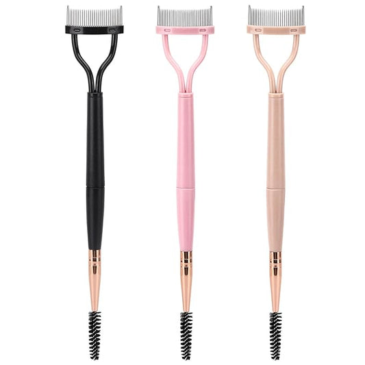 3 Pack Eyelash Comb Separator with Spoolie, Arc Designed Mascara Comb Dual Head Lash Separator Tool for Eyelash Extensions...
