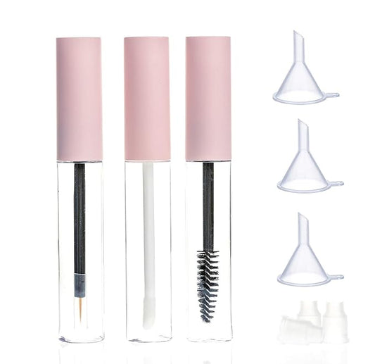 ICEYLI 10ml Empty Mascara Tube, Eyeliner Tube and Lip Gloss Tubes Rubber Inserts and Funnels for Castor Oil, Ideal Kit for...